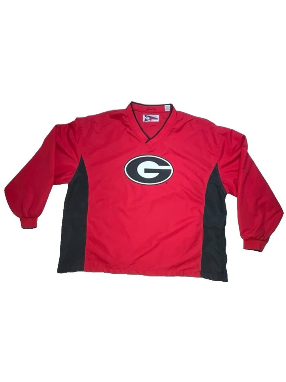 Georgia Bulldogs UGA Windbreaker Pullover Jacket Mens XL Red Black NCAA V Neck